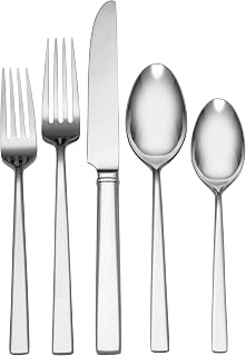 Reed & Barton Cole 65Pc Flatware Set, 65 Piece, Silver | silver, dishwasher safe | includes serving spoons and utensil set | heavy duty, cutlery set for kitchen and dining