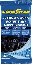 Goodyear Interior Cleaning Wipes, 20 Count, Multi-Surface for Vinyl Chrome Plastic Rubber