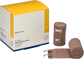 First Aid Only 3" X 5 Yd. Elastic Bandage, Latex-free With Two Fasteners, 12-Count Boxes