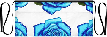 Blue Rose Waist Apron with 3 Pockets Waiter Server Short Aprons 25.2x11.8 Inch Stain Resistant Apron for Kitchen Garden Restaurant 1 Pack