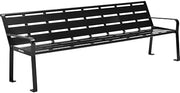 Global Industrial 8' Outdoor Park Bench with Back, Horizontal Steel Slats