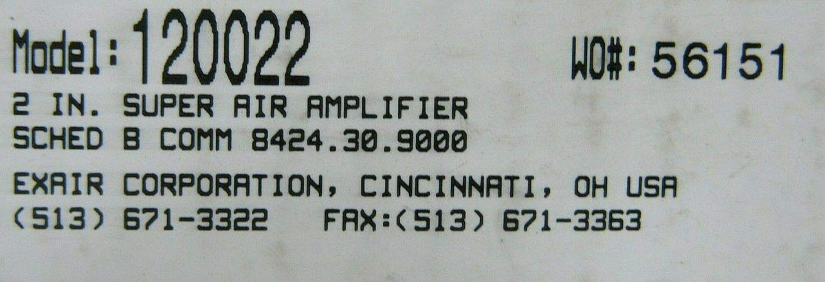 Super Air Amplifier Only by EXAIR – 7"L x 7"W x 5"H, Aluminum, Model 120022