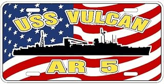 USS VULCAN AR 5 Aluminum U S Flag Plate 6"x12" LP002