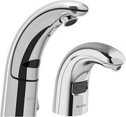 Optima EAF-150 Sensor Activated Faucet, 3335001 & Sloan ESD-1500 Foam Drip-Free Soap Dispenser, 3346093-1.5 GPM Battery-Powered Deck-Mounted Mid Body, Polished Chrome Finish