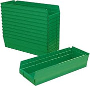 Akro-Mils 30138 Heavy Duty Plastic Shelf Bins, 18"x 6.5"x 4", Green, 12-Pk | Heavy Duty Nesting Storage Bins for Garage, Closet, Refrigerator, Kitchen, Cabinet, Drawer Organization, Pantry Organization