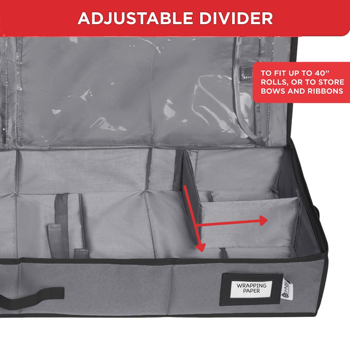 Holdn’ Storage Wrapping Paper Organizer Bag, Holds 40 Inch Rolls, Gray