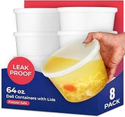 64 oz Plastic Deli Containers with Lids (8 Pack) by Stock Your Home – 64 oz/8 Count, 64.0 ounces, Plastic, transparent, Pack of 8