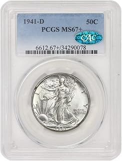 1941 D American Silver Walking Liberty Coin MS-67+ $0.50 MS67+ PCGS/CAC | Half Dollar