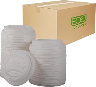 Eco-Products Compostable Coffee Cup Lids, Case of 800, White EcoLid, Fits 8oz Hot Cups, Made from PLA Plastic, A Renewable Material Made from Plants, ASTM, BPI-Certified