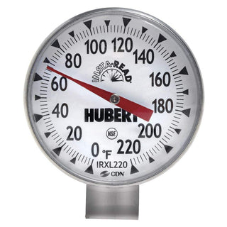 Stainless Steel Large Dial Pocket Thermometer with Black ABS Sheath - 5 1/2"L Stem by HUBERT – Polycarbonate, Black, Model IRXL220-HUBERT