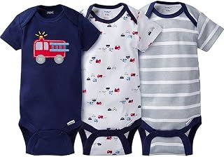 Gerber Baby Boys' 3 Pack Variety Bodysuits Firetrucks, 0-3 Months