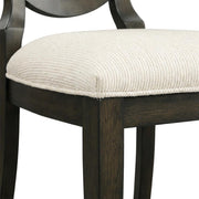 Polyester-Upholstered Dining Side Chair with Oval Back Set of by Furnifact – Wood, Brown, Pack of 2