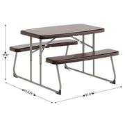Kids Commercial Grade Plastic Folding Picnic Table by Flash Furniture – Set of 1, Plastic, Steel, Plastic: Polyethylene, Brown, Model RB-EBB-2432FD2-BR-GG