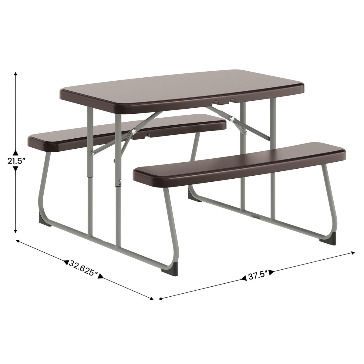Kids Commercial Grade Plastic Folding Picnic Table by Flash Furniture – Set of 1, Plastic, Steel, Plastic: Polyethylene, Brown, Model RB-EBB-2432FD2-BR-GG