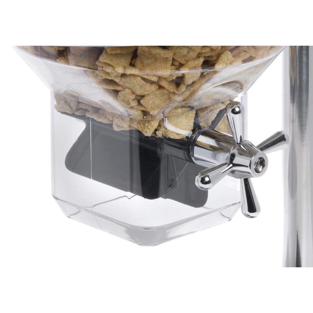 Cereal Dispenser for 3 Kinds of Cereal Stainless Steel - 19 1/3 Dia x 26 1/5 H by HUBERT – Large, 8.7 gallons, Stainless Steel, Silver with Transparent Containers, Model 10306
