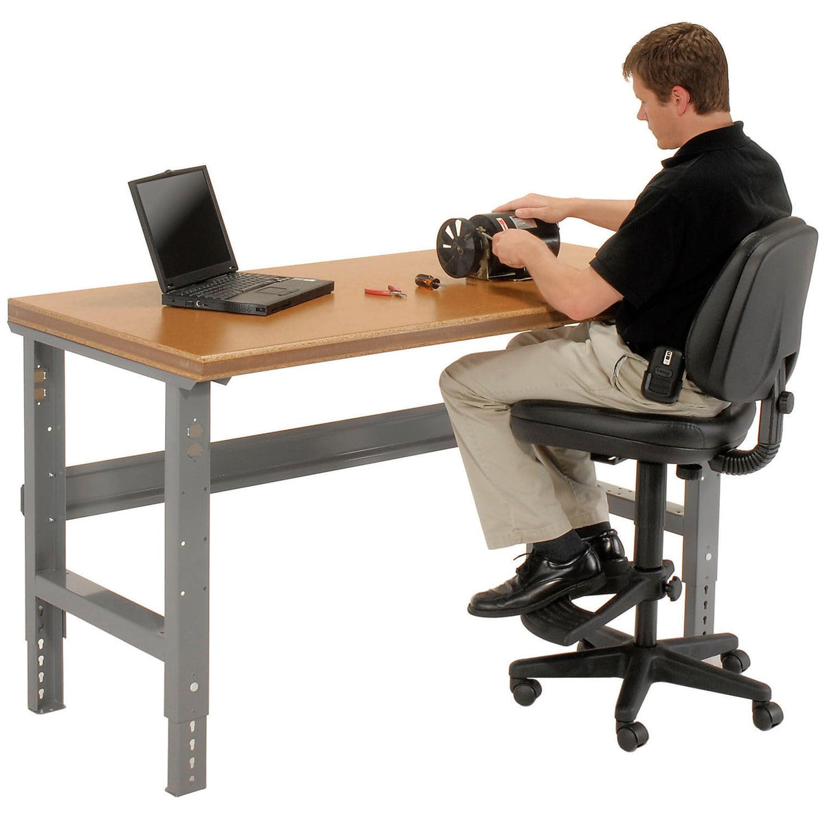 Adjustable Height Workbench C-Channel Leg by Global Industrial – 36"L x 72"W x 3"H, Steel, Gray, Model 183986