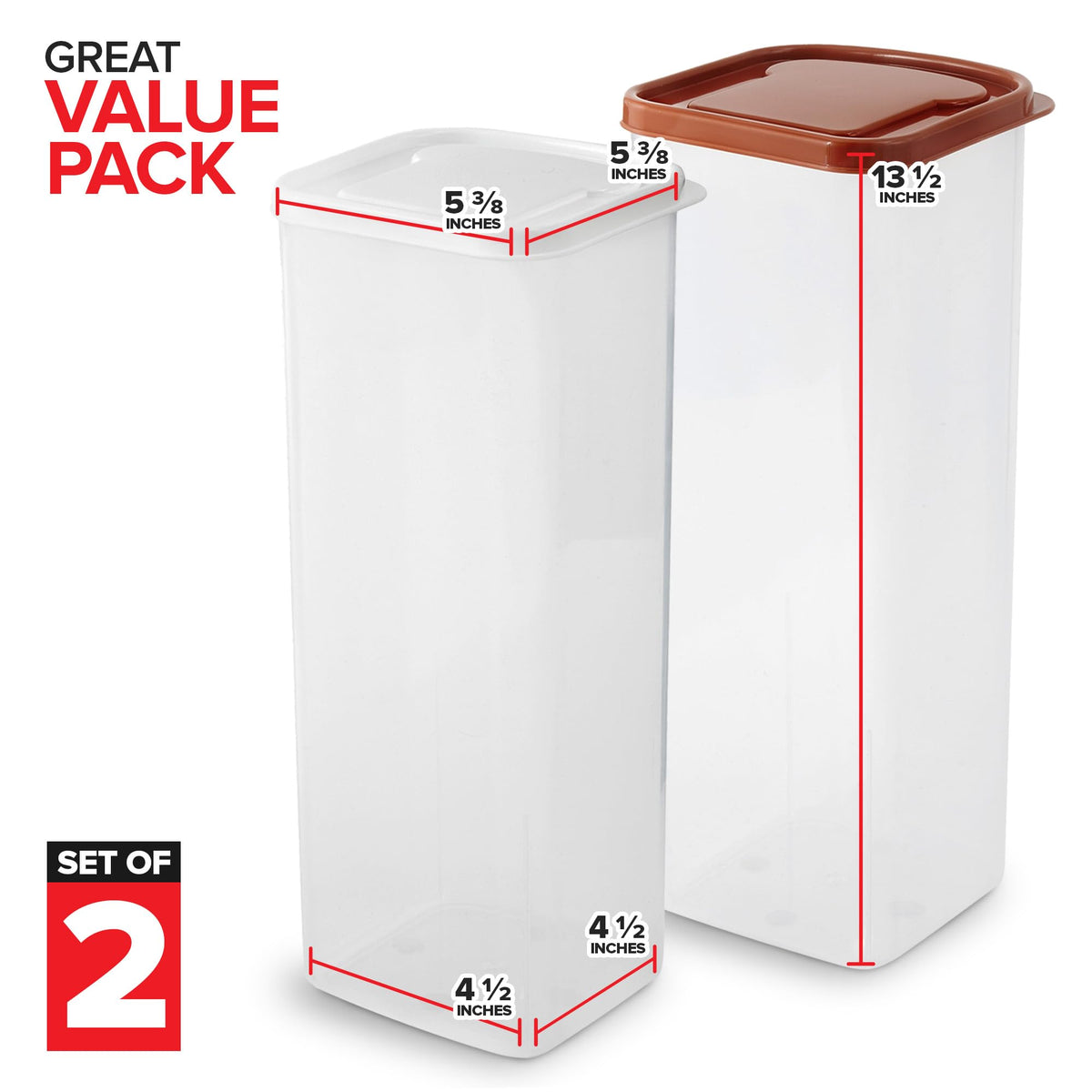 Bread Container (2 Pack) Bread Loaf Keeper by Stock Your Home – 13.5 x 5.2 x 5.2 inches, Plastic, White/Brown, Pack of 2, Model 3500