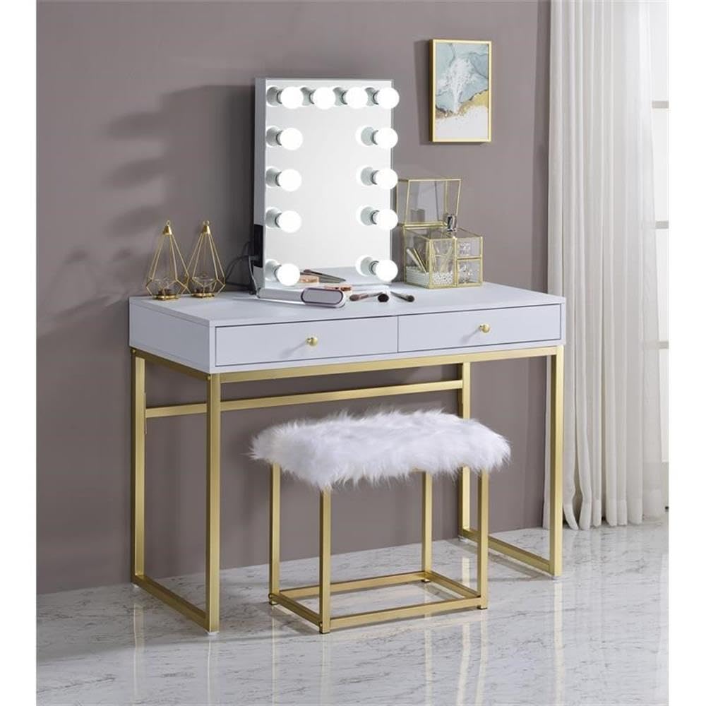 ASA Rectangle Accent Mirror in White by Acme – 24"L x 16"W, Metal, White, Model AC00760