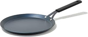 OXO Obsidian 11” Carbon Steel Crepe Pan, Pre-Seasoned, Builds Natural Nonstick with Use, Induction Ready, Oven Safe, Removable Silicone Handle