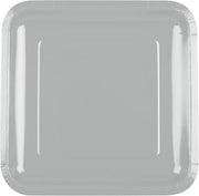 Creative Converting Table Needs, Touch of Color Square Paper Dinner Plates, Party Supplies, Shimmering Silver, 9", 18Ct