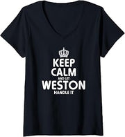 Women's Keep Calm Weston Handle It - V-Neck T-Shirt