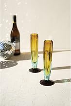Amber Recycled Champagne Flute Glass - Set of 6
