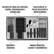 Table Set Swiss Classic with Tomato Knife 24 Pieces by Victorinox – 30 x 5 x 5 cm, Stainless Steel, Black, Pack of 24, Model 6.7833.24
