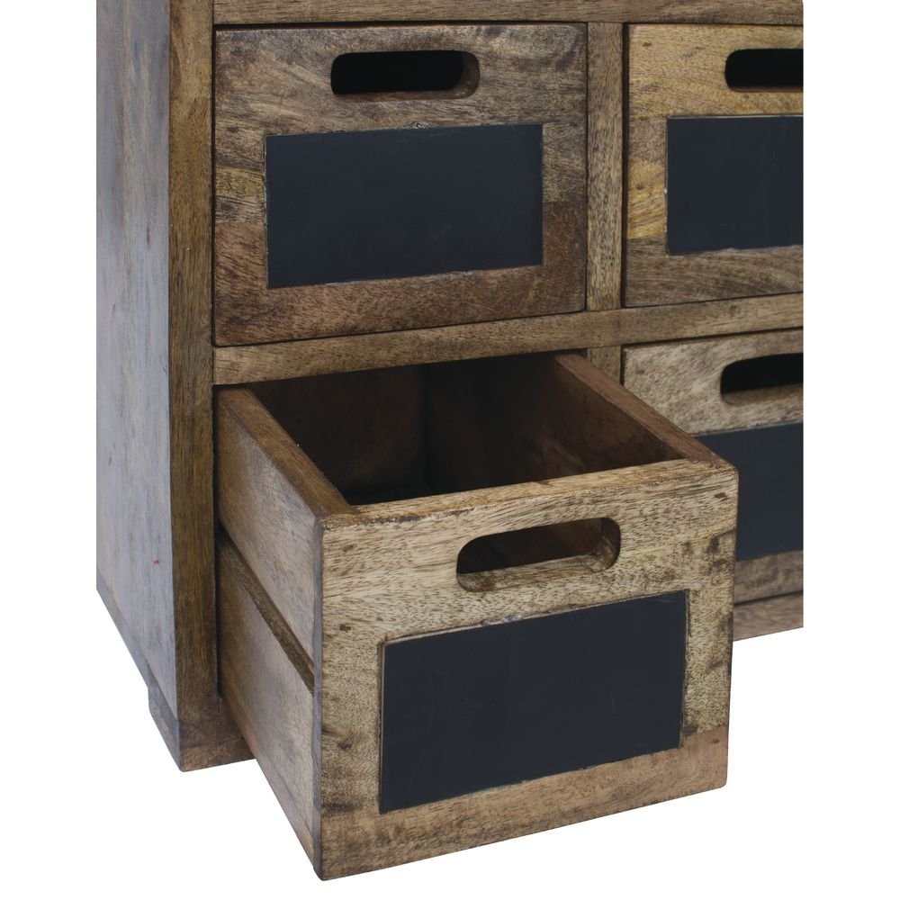 Rustic Look Display Fixture 6 Drawers with Chalkboard Signs Mango Wood - 17" L x 11 2/5 W x 20" H by HUBERT – 17" L x 11 2/5 W x 20" H, Mango Wood, Brown, Model MDA-H716-04
