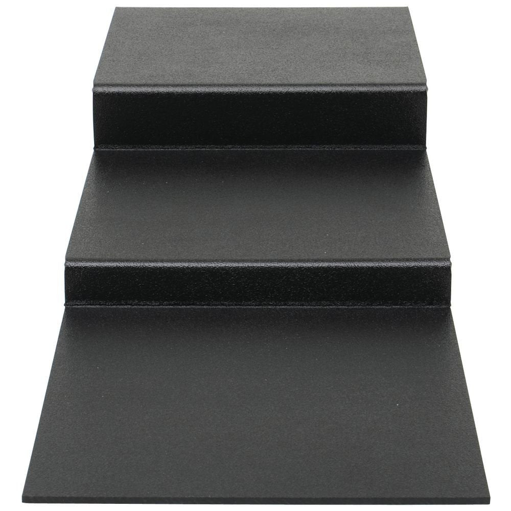Deli Riser 3-Step Flat Black ABS Riser - 12" L x 29 3/4 W x 4 1/4 H by HUBERT – Plastic, Black, Model AR3SB