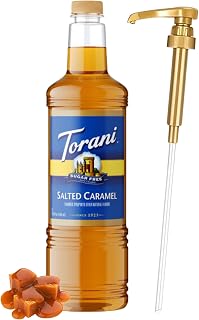 Torani Sugar Free Salted Caramel Syrup 1 Liter with Pump – Keto Friendly