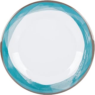 G.E.T. 7.5" Blue/White Heavy-Duty Wide Rim Melamine Salad Plate 4
