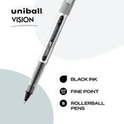 uniball Vision Rollerball Pens by Uni-Ball – 1 Count (Pack of 5), Plastic, Black, Model 60051PP