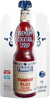 Fabbri Premium Italian Fruit Syrup, Strawberry, 6.76 fl oz (200ml) | Natural Ingredients, Non-GMO, Gluten Free, Ideal for Cocktails, Mocktails, Smoothies & Sodas, Made in Italy