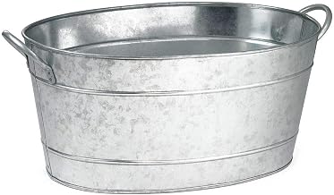Tablecraft Galvanised Steel Oval Beverage Tub 21ltr | Party Tub, Drinks Pail, Beer Bottle Cooler
