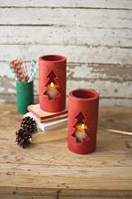 Kalalou H3641 Clay Christmas Tree Luminary, Red