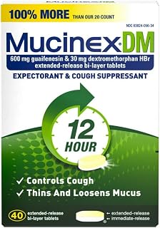 Mucinex DM 12-Hour Expectorant and Cough Suppressant Tablets, 40 ct (Pack of 3)