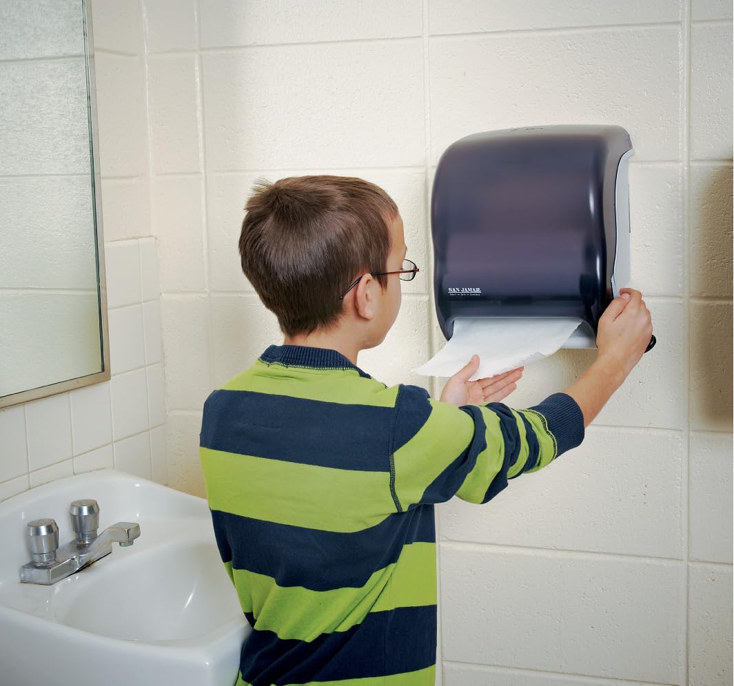 Classic Element Paper Towel Dispenser Wall-Mounted Commercial Roll Dispenser by San Jamar – Standard, Plastic, Black Pearl, Model T950TBK