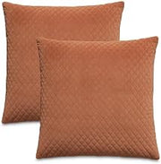 Michael Amini Gemma Beige Velvet Throw Pillow Set of 2 with Soft 100% Polyester Cover and Plush Fill, Decorative Cushions for Living Room Sofa and Bedroom Accent