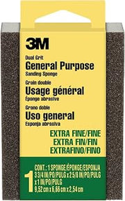 3M Small Area Sanding Sponge, 3.75 x 2.625 x 1 in, Extra Fine/Fine