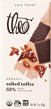 Theo Chocolate Salted Toffee Organic Dark Chocolate Bar, 55% Cacao, 12 Pack | Fair Trade