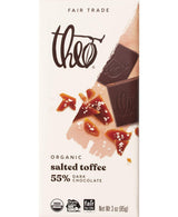 Chocolate Salted Toffee Organic Dark Chocolate Bar by THEO – 3 Ounce (Pack of 12), Pack of 12, Model 183804
