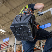 Tool Bag with Shoulder Strap Has 40 Pockets for Tool Storage and Orange Interior by KLEIN TOOLS – 10-Inch Tote, Fabric, Black/Orange, Model 5541610-14