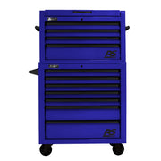 RS Pro 36in. 4-Drawer Top Chest with Outlet by Homak – 23.5"L x 35.25"W x 21.38"H, Polyvinyl Chloride, Blue