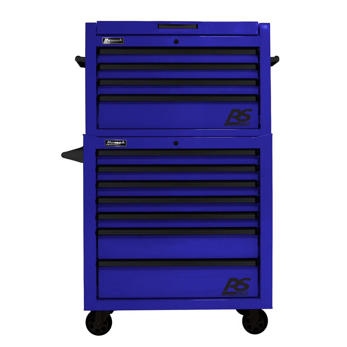 RS Pro 36in. 4-Drawer Top Chest with Outlet by Homak – 23.5"L x 35.25"W x 21.38"H, Polyvinyl Chloride, Blue