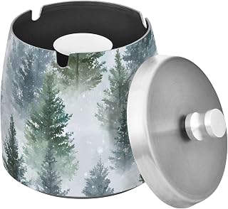Christmas Tree Fog Pattern Splash Ashtray with Lid, Outdoor Ashtrays for Patio