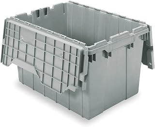 Akro-Mils 391204W024 Attached Lid Container, 1.62 cu. ft., Gray