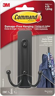 Command Large Black Double Hooks, 1 Hook, 1 Strip