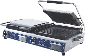 Globe GPGDUE14D Deluxe Countertop Grooved Panini Double Grill, NSF