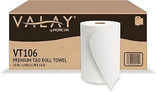 Morcon VT106 Valay Premium TAD 10 Inch Hardwound Roll Towels, 1-Ply, 550 ft., White, 6 Count