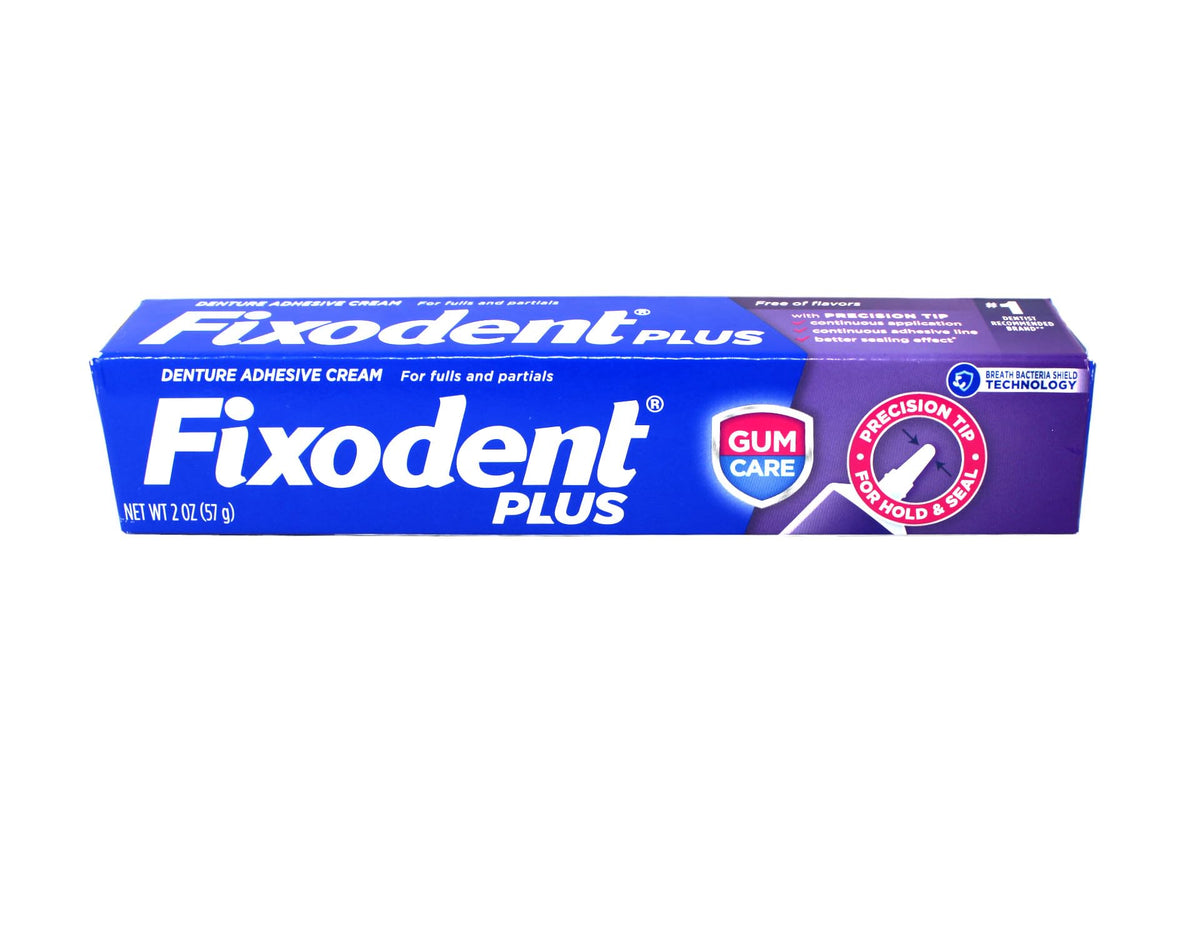 Plus Denture Adhesive Cream Food Barrier 2 Ounce by Fixodent – Yellow,Red, Pack of 2, Model 135100